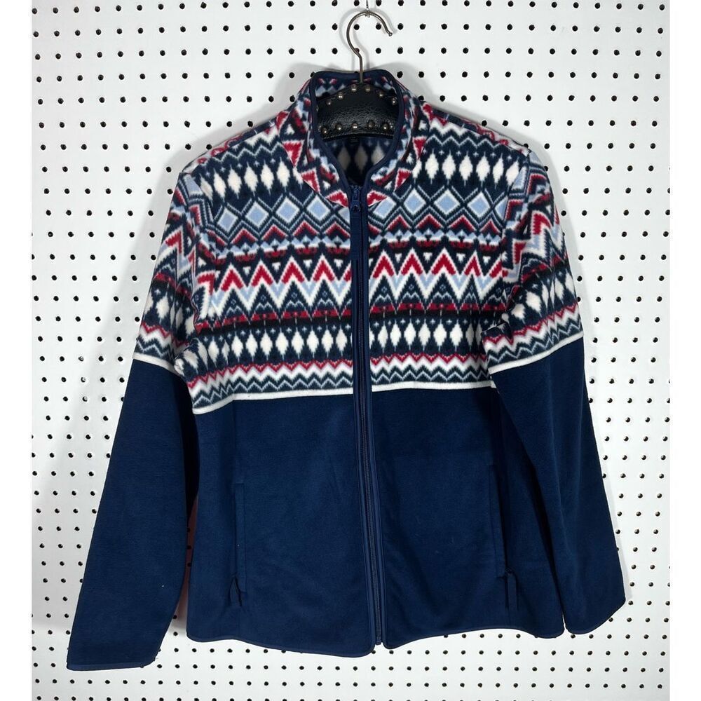 Talbots Fair Isle zip up fleece size LP